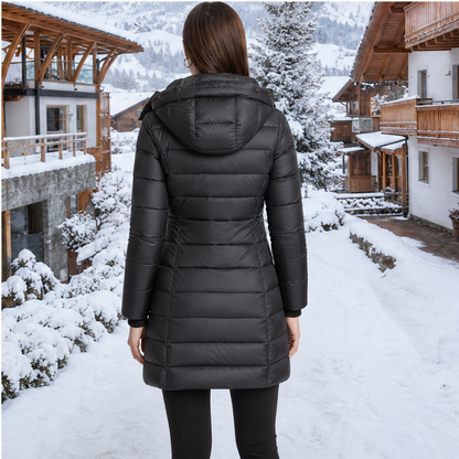 Novanne – Piumino Lungo Trapuntato con Cappuccio lifestyle