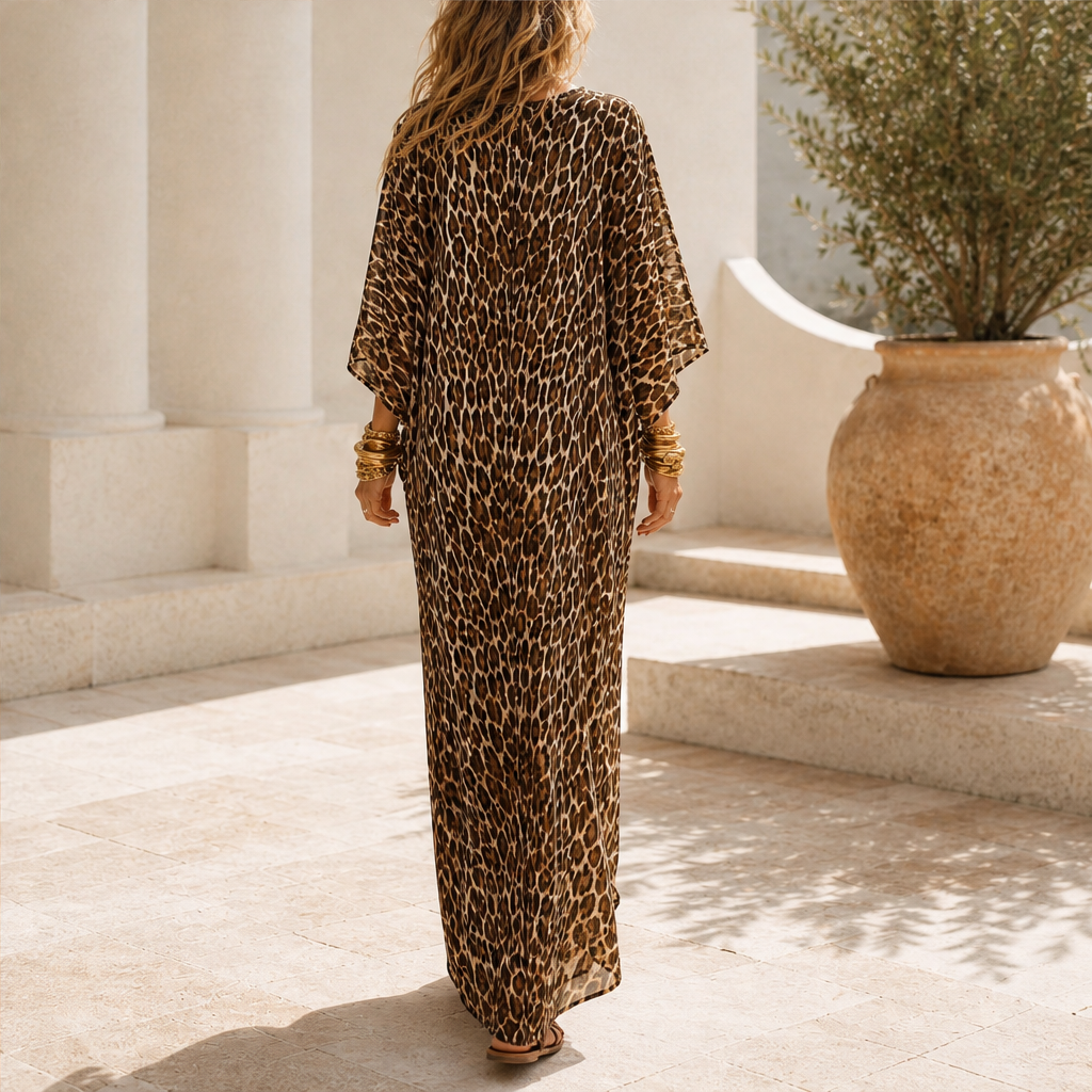Velluna – Abito Lungo Maculato Maniche a Pipistrello lifestyle