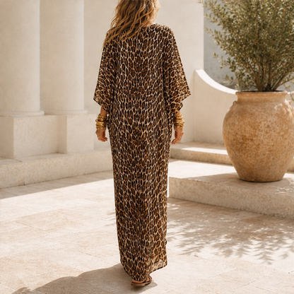 Velluna – Abito Lungo Maculato Maniche a Pipistrello lifestyle