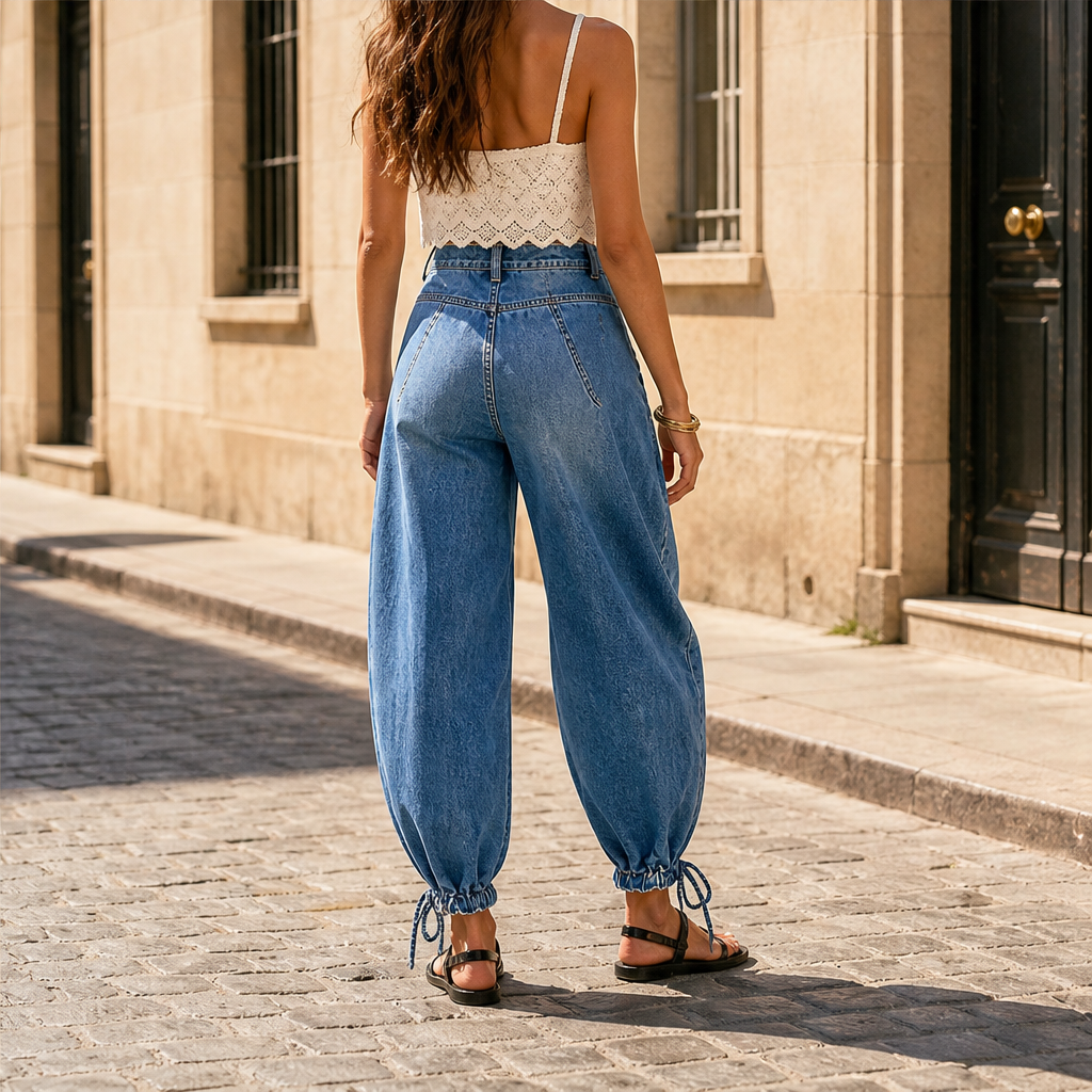Barellia – Jeans a Vita Alta con Orlo Regolabile lifestyle
