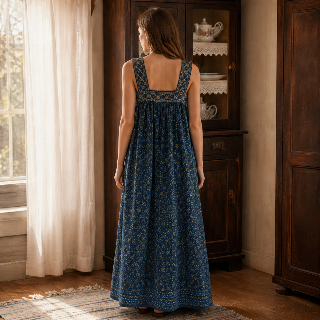 Voralia – Abito Lungo Folk a Fiori in Cotone lifestyle