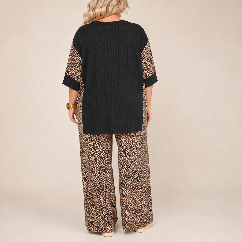 Velmara – Completo Tunica Oversize e Pantaloni Leopardati lifestyle