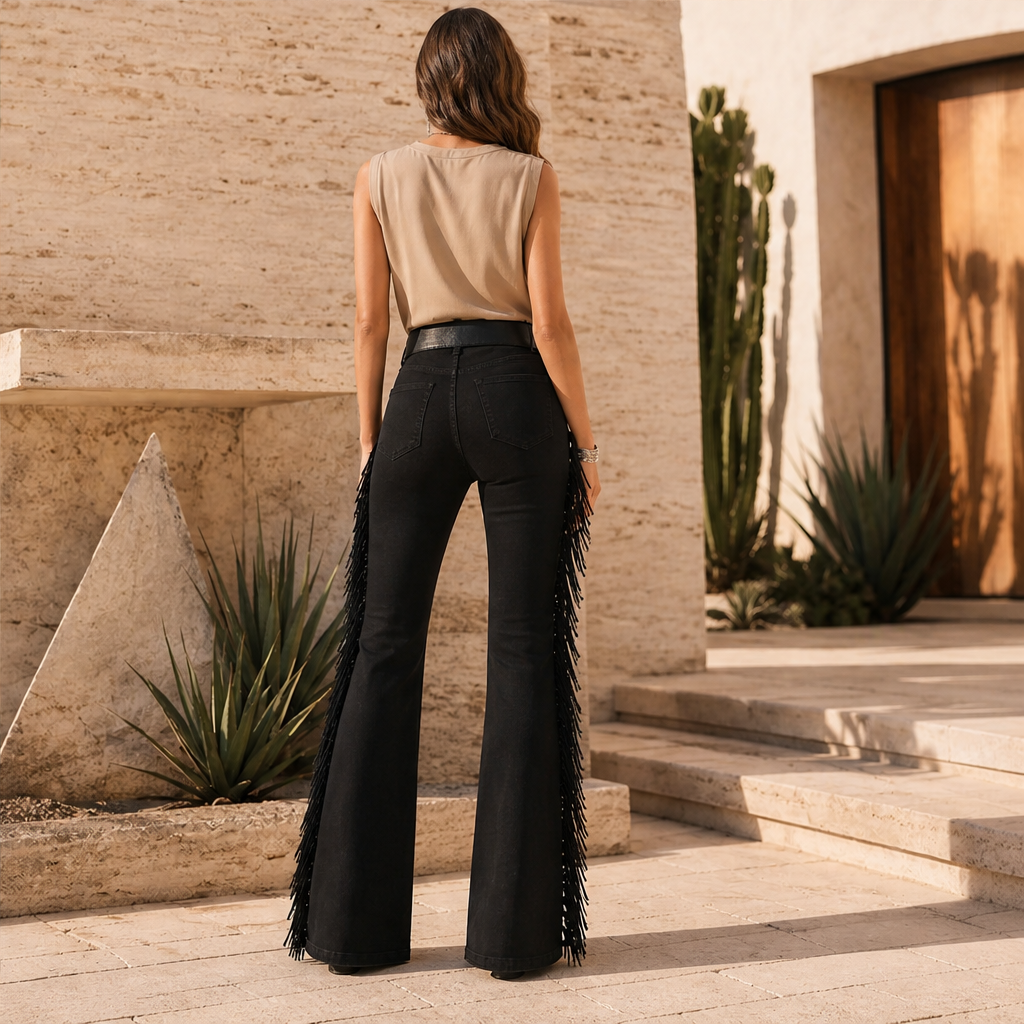 Franzella – Jeans Svasati a Frange Vita Alta lifestyle
