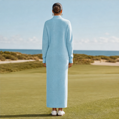 Velmora – Abito Maxi in Maglia con Profili a Contrasto lifestyle