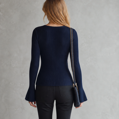 Verlano – Top in Maglia a Costine con Scollo a V Incrociato lifestyle