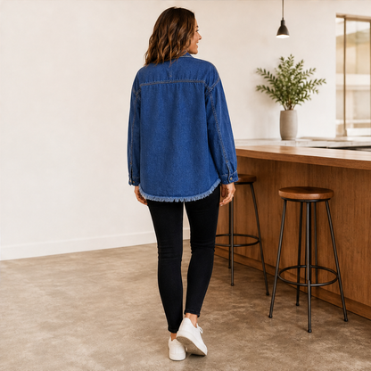 Vallesca – Giacca di Jeans Oversize Orlo Sfrangiato lifestyle