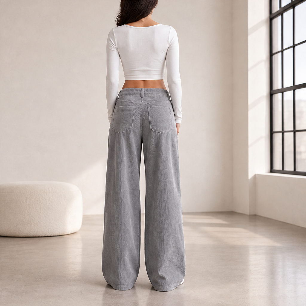 Velmora – Pantaloni a Vita Alta Gamba Larga lifestyle