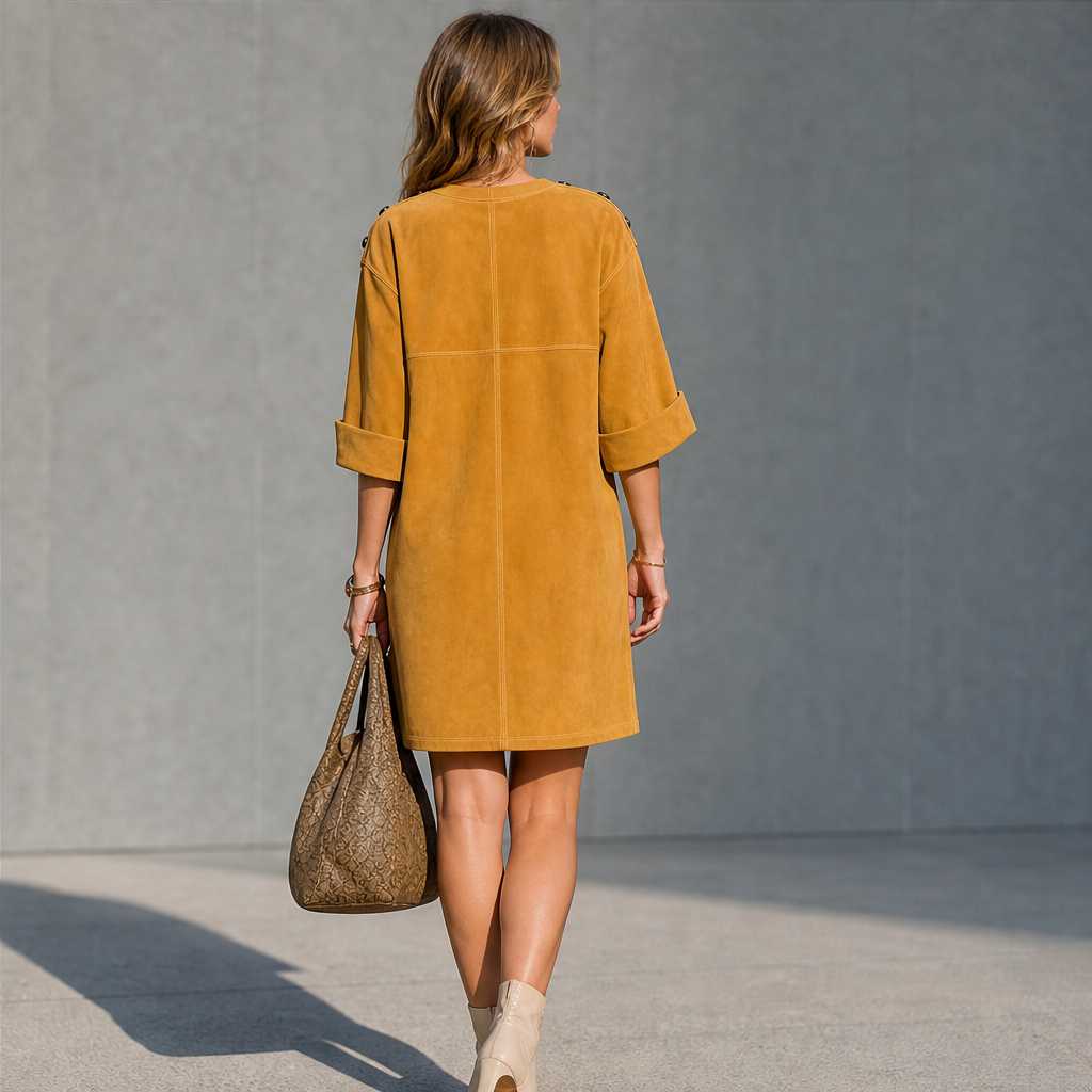 Sueveta – Minivestito in Similpelle Scamosciata con Bottoni lifestyle