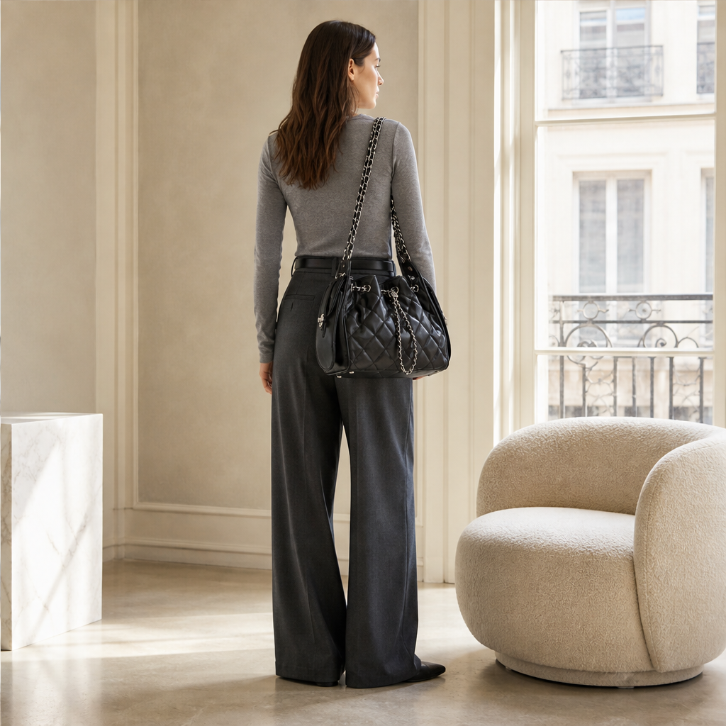 Caviora – Borsa Bucket in Pelle Trapuntata lifestyle