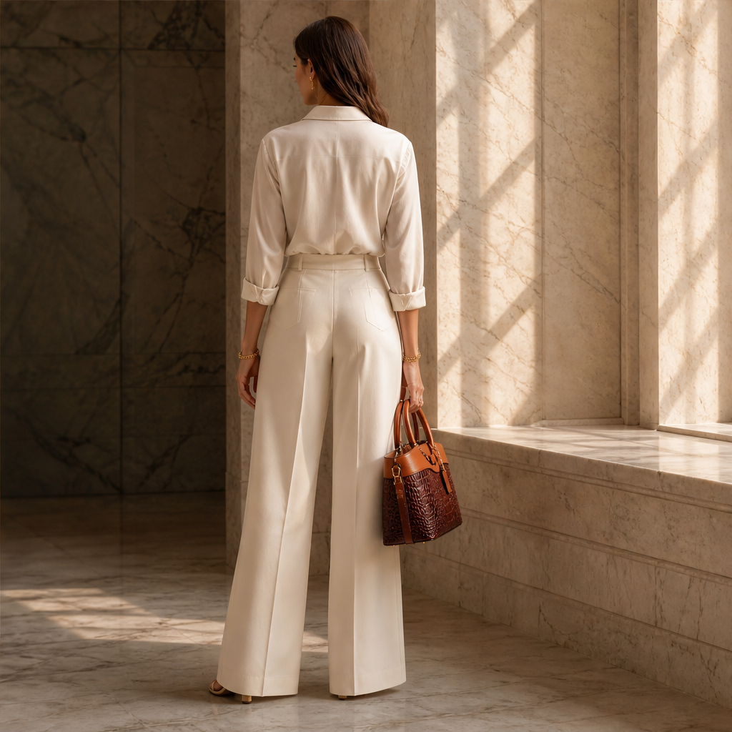 Ladrienne – Borsa in Pelle Effetto Coccodrillo con Manico ad Anello lifestyle