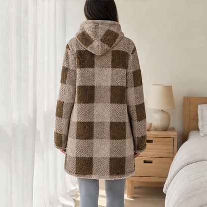 Vellora – Giacca Lunga con Cappuccio Motivo Buffalo lifestyle