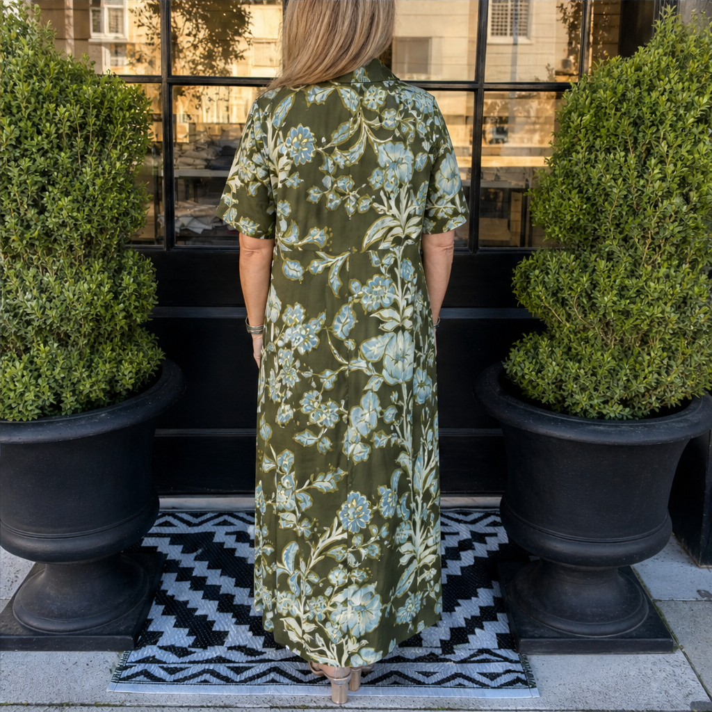 Florentia – Abito Camicia Maxi a Contrasto Floreale lifestyle