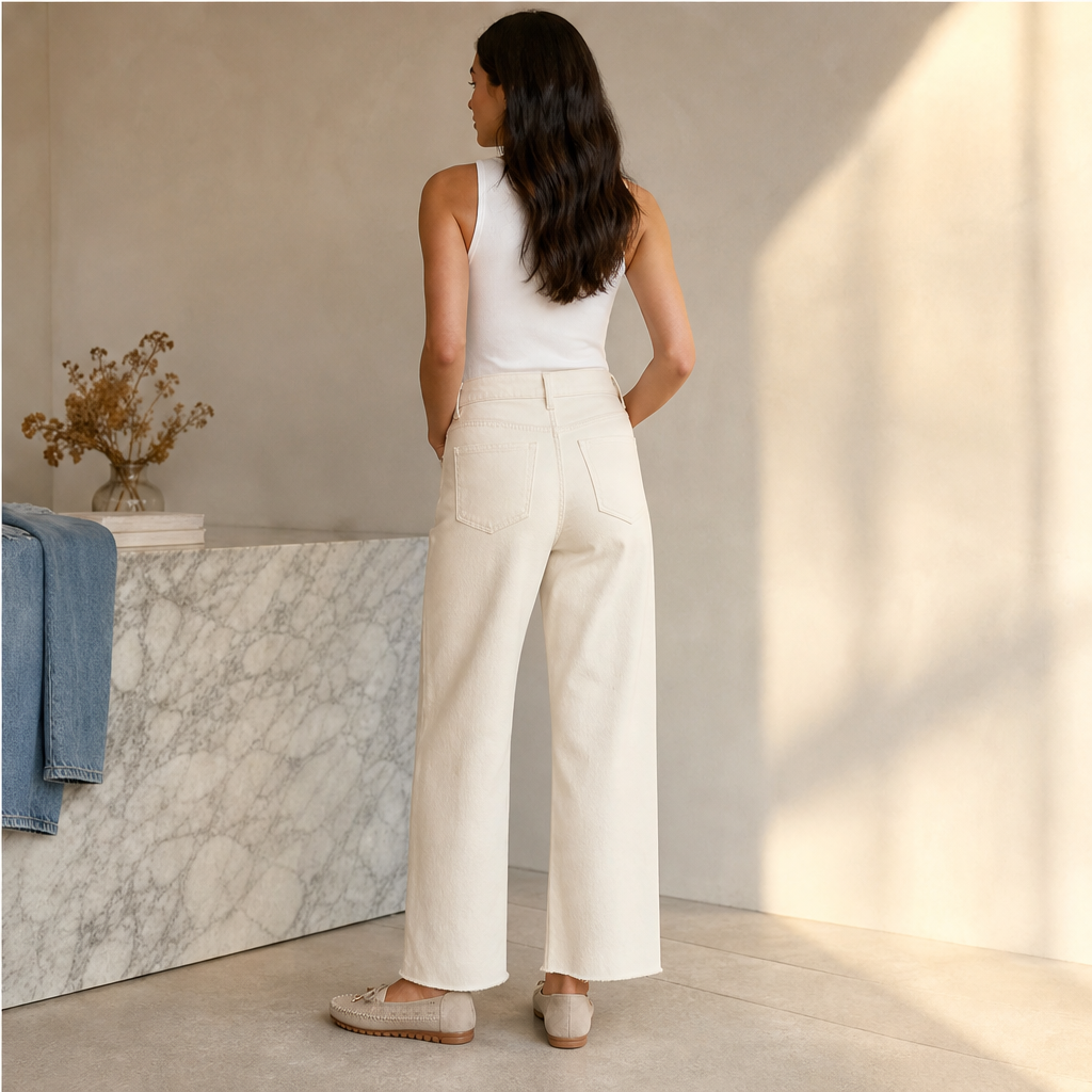 Calvetta – Jeans Dritti a Vita Alta Crop lifestyle