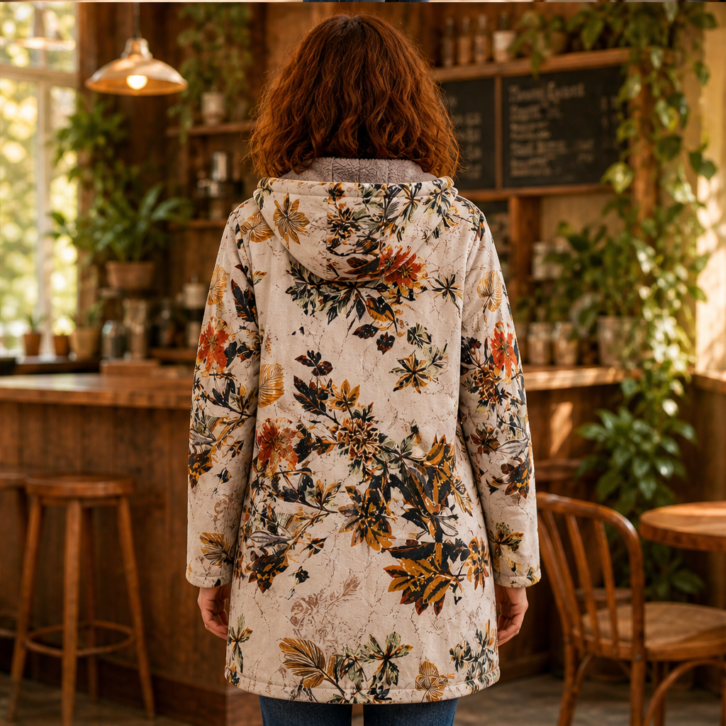 Folarne – Cappotto con Cappuccio Stampa Foglie lifestyle