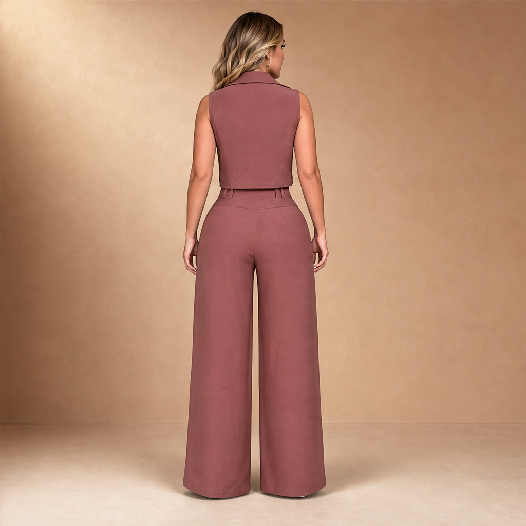 Velinora – Completo Smanicato con Pantaloni Ampi lifestyle