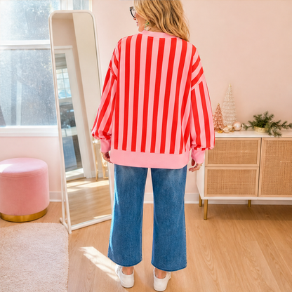 Novarelli – Felpa Natalizia Oversize a Righe lifestyle