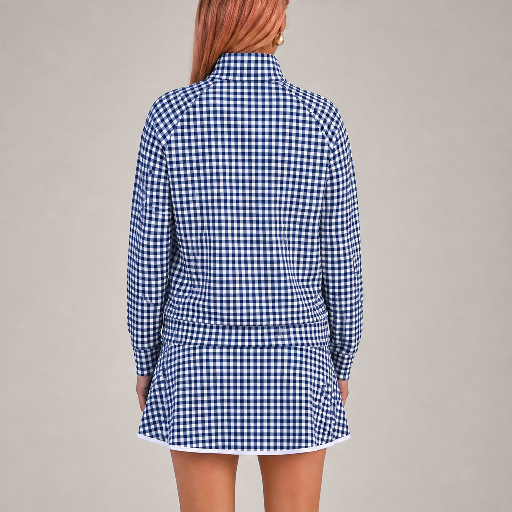 Vantiga – Completo Sportivo Vichy Mezza Zip e Skort lifestyle