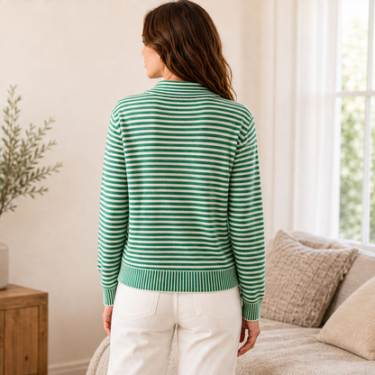 Marielle – Cardigan Girocollo a Righe in Maglia lifestyle