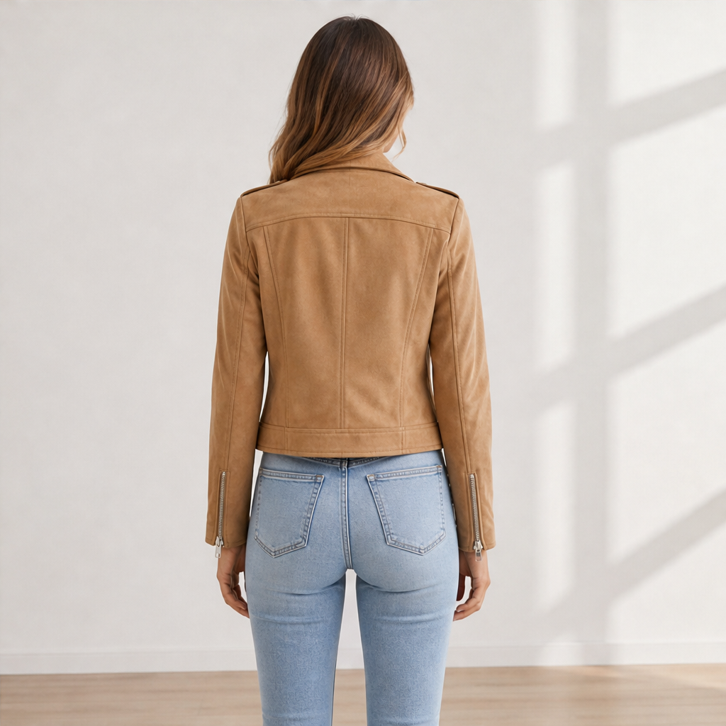 Varonne – Giacca Biker Slim Fit in Microscamosciato lifestyle