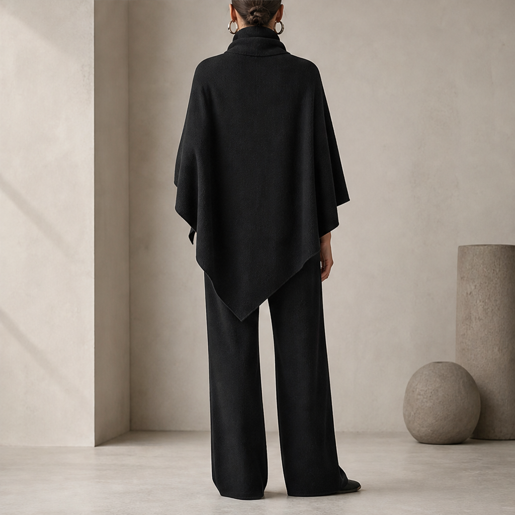 Voliana – Completo Mantella Collo Alto e Pantaloni Palazzo lifestyle