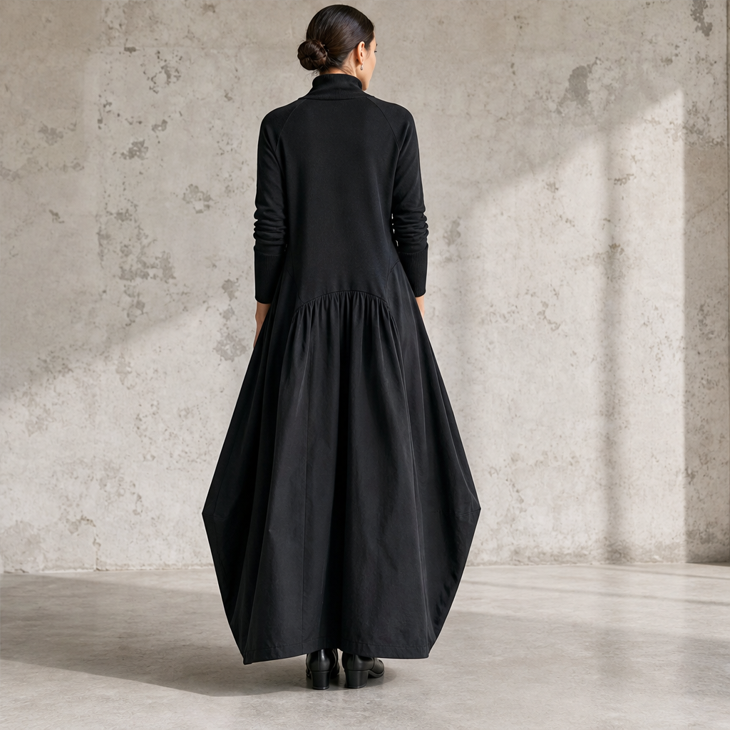 Novarela – Collo Alto Oversize con Tasche Abito Maxi lifestyle