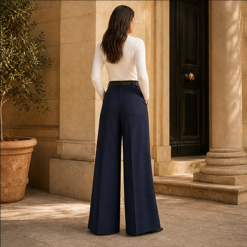 Velorena – Pantaloni a Palazzo Vita Alta Drappeggiati lifestyle