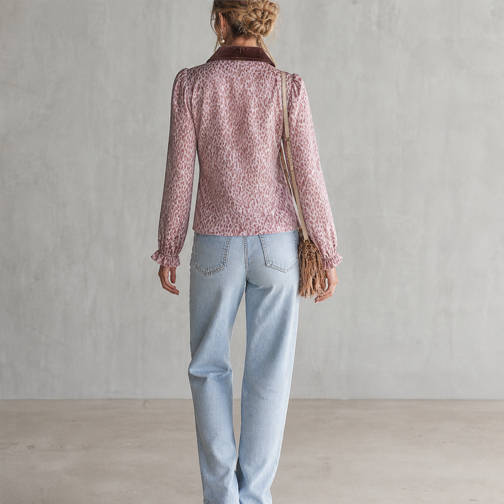 Velarosa – Camicia in Velluto Leopardata con Rouches lifestyle