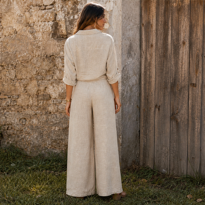 Linoria – Completo Camicia e Pantaloni Larghi Lino lifestyle
