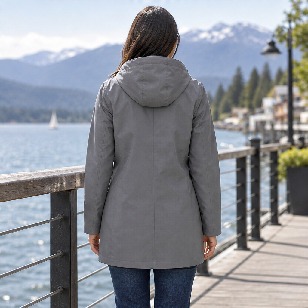 Zidoo – Trench Impermeabile con Cappuccio Midi lifestyle