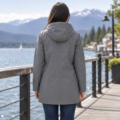 Zidoo – Trench Impermeabile con Cappuccio Midi lifestyle