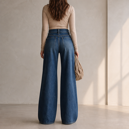 Vaquelia – Jeans a Vita Alta Gamba Larga con Fibbia lifestyle
