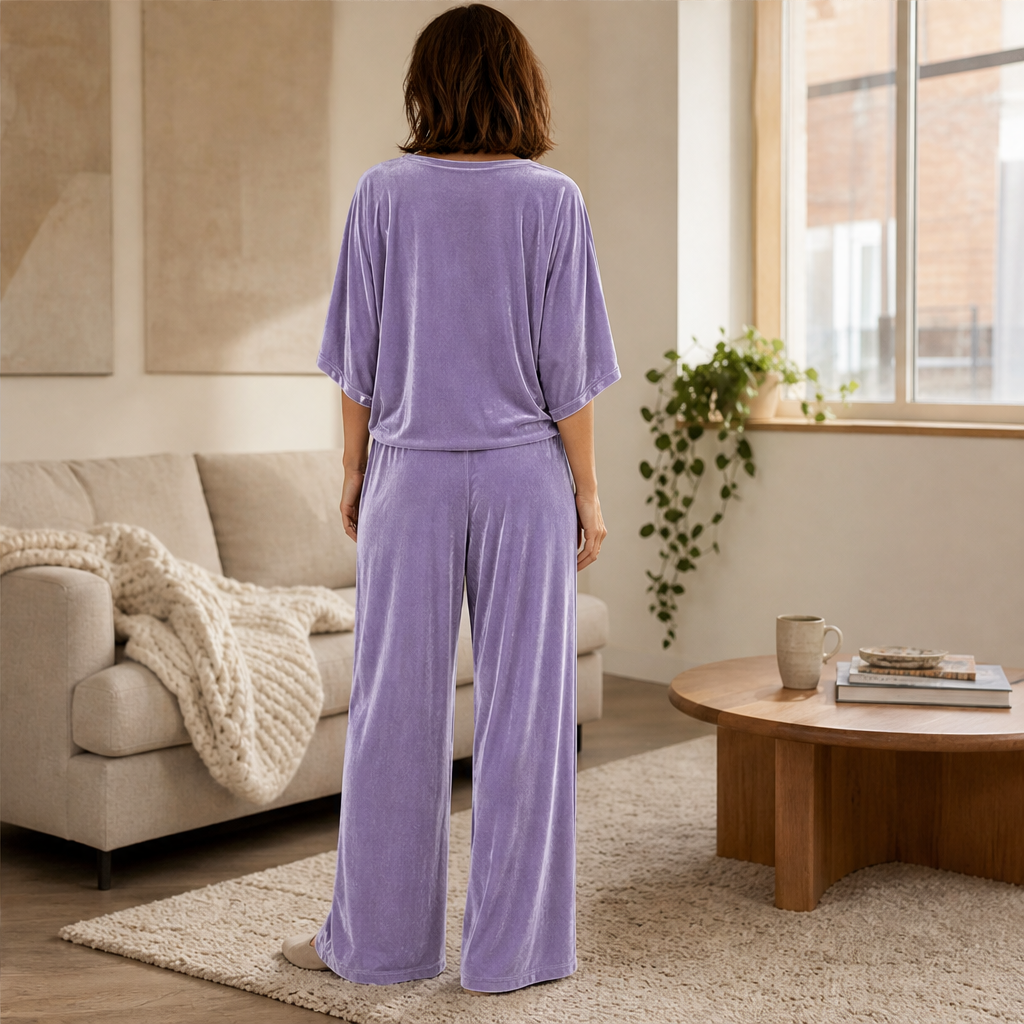 Velmora – Completo in Velluto Top e Pantaloni Palazzo lifestyle