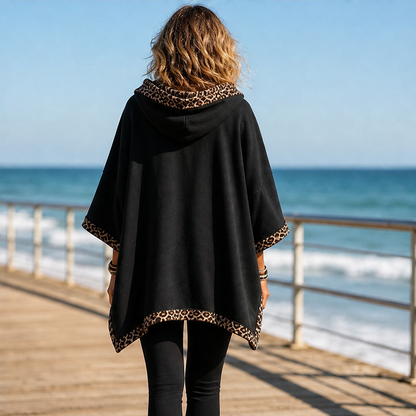 Velmora – Felpa Poncho con Bordo Leopardato lifestyle