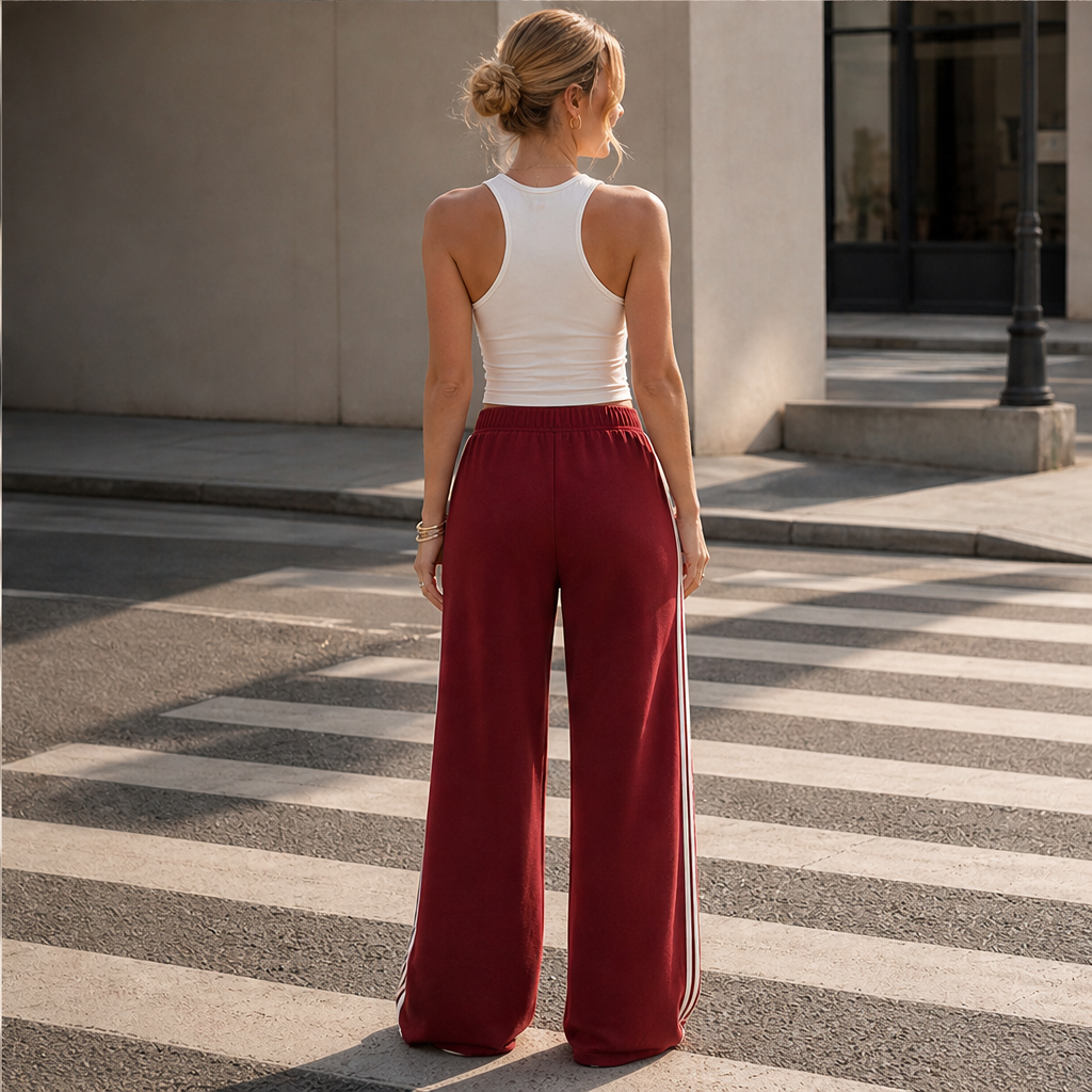 Varenzo – Pantaloni Sportivi a Gamba Larga con Righe lifestyle
