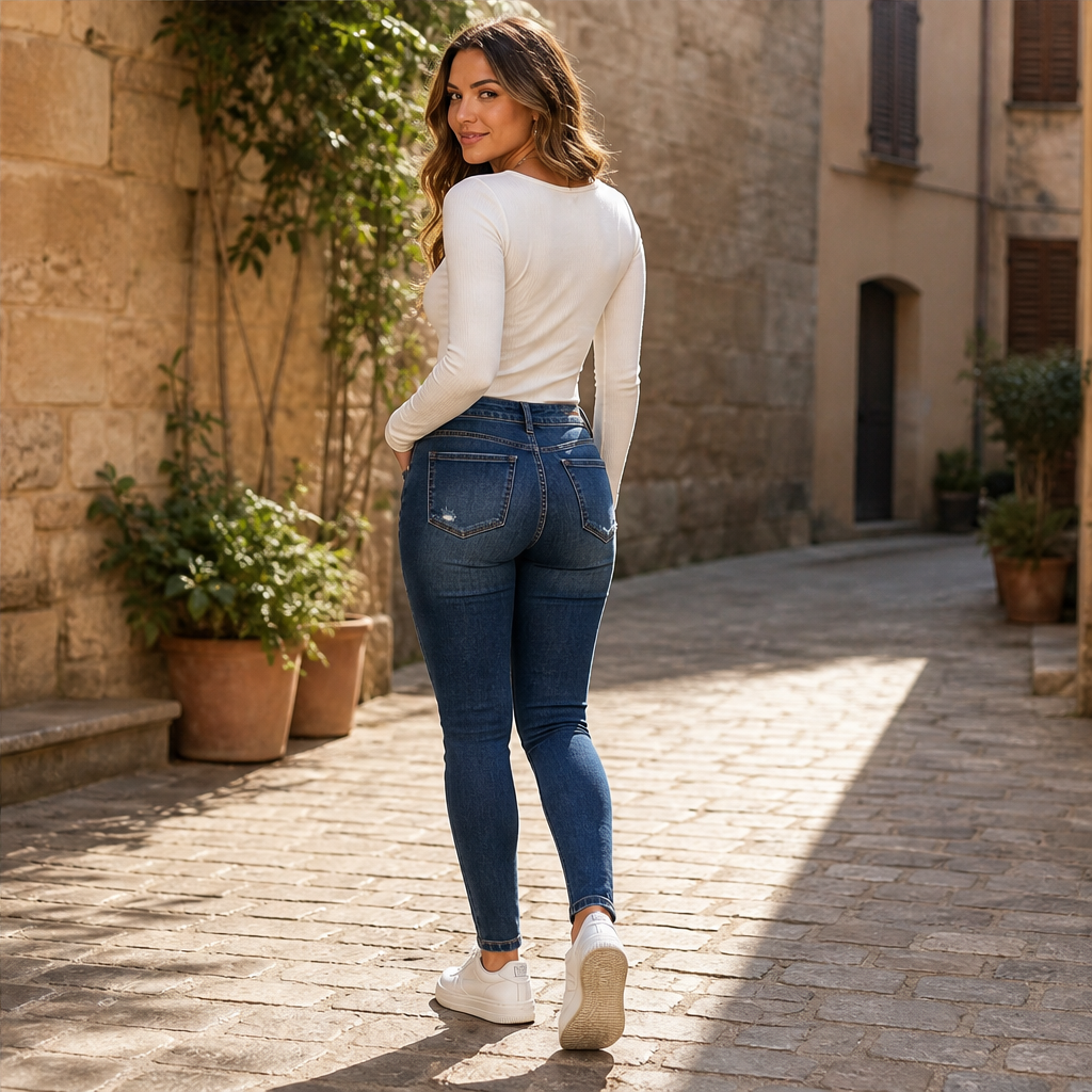 Varonetti – Jeans Skinny Vita Alta Effetto Strappato lifestyle