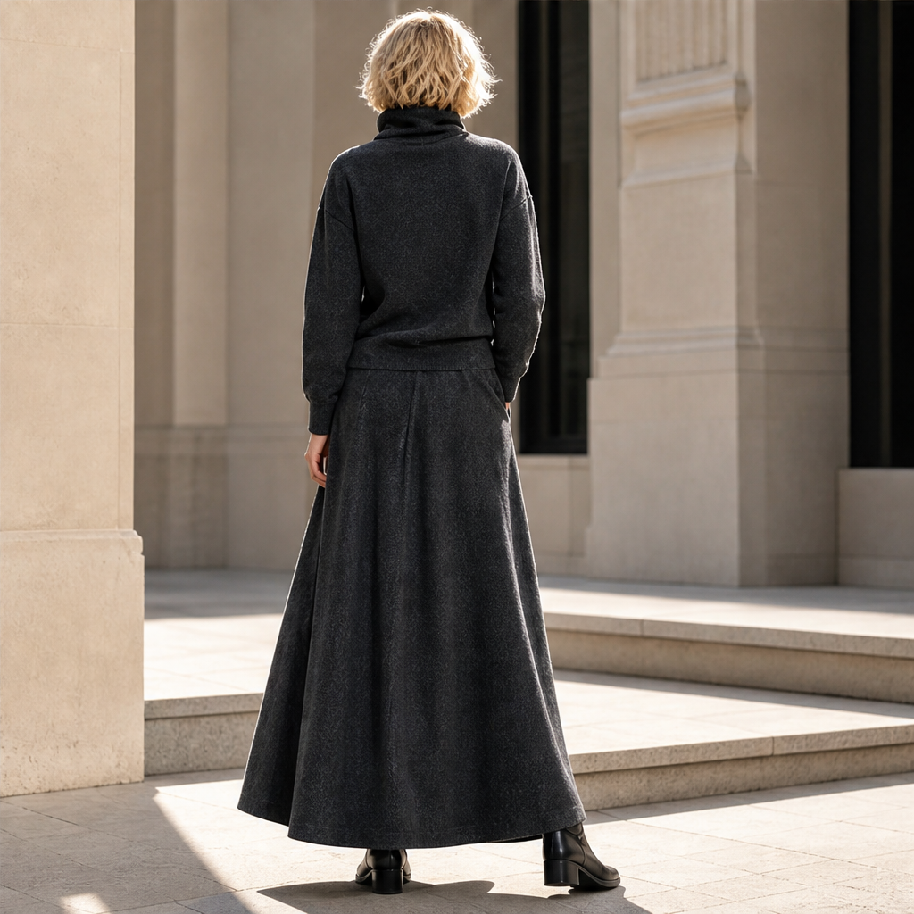 Varlune – Completo Dolcevita e Gonna Lunga a Due Pezzi lifestyle