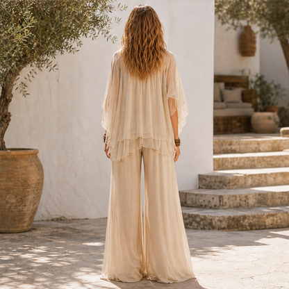 Velorenza – Completo Top Scollo a V e Pantaloni Palazzo lifestyle