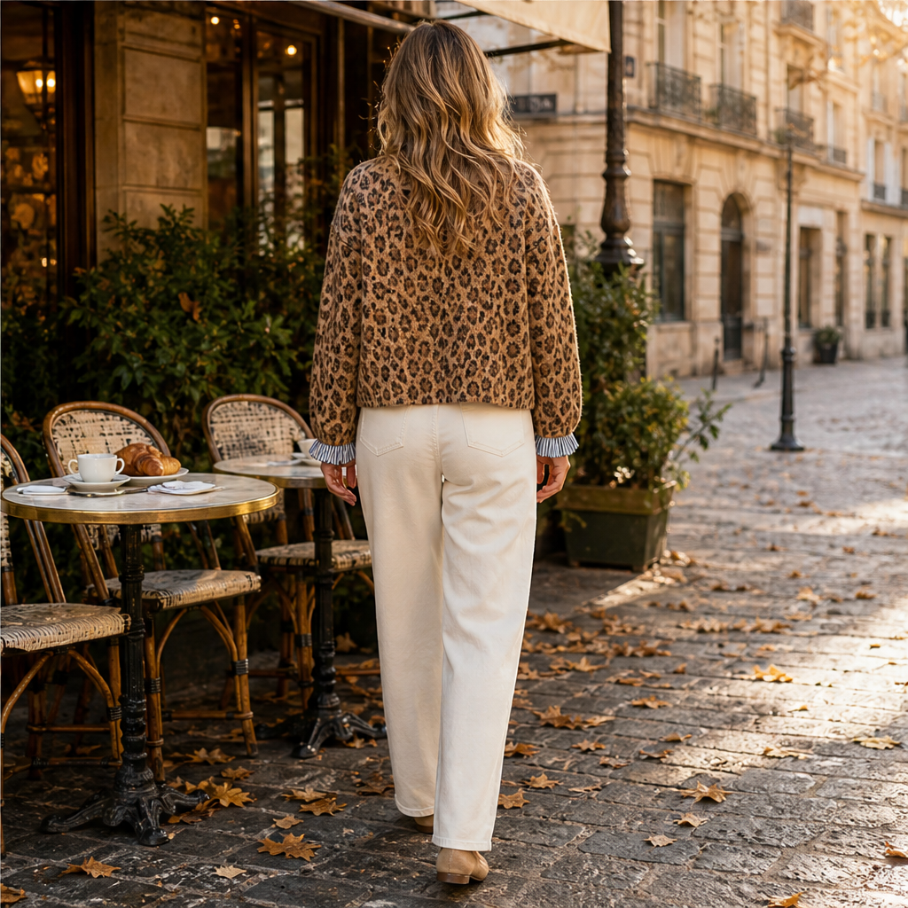 Velmara – Cardigan Leopardato a Maniche Lunghe lifestyle