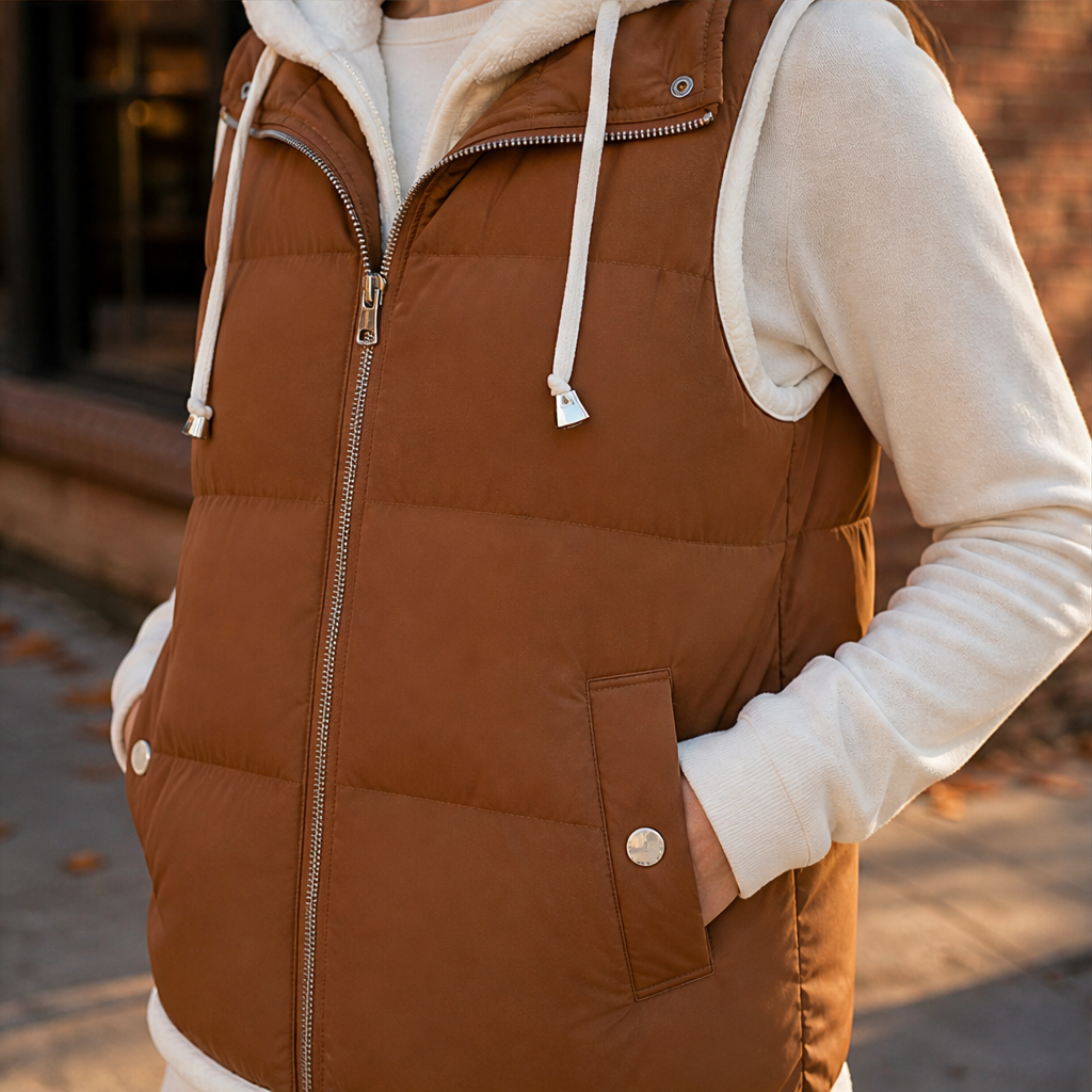Vernasca – Gilet Piumino con Cappuccio Bicolore lifestyle