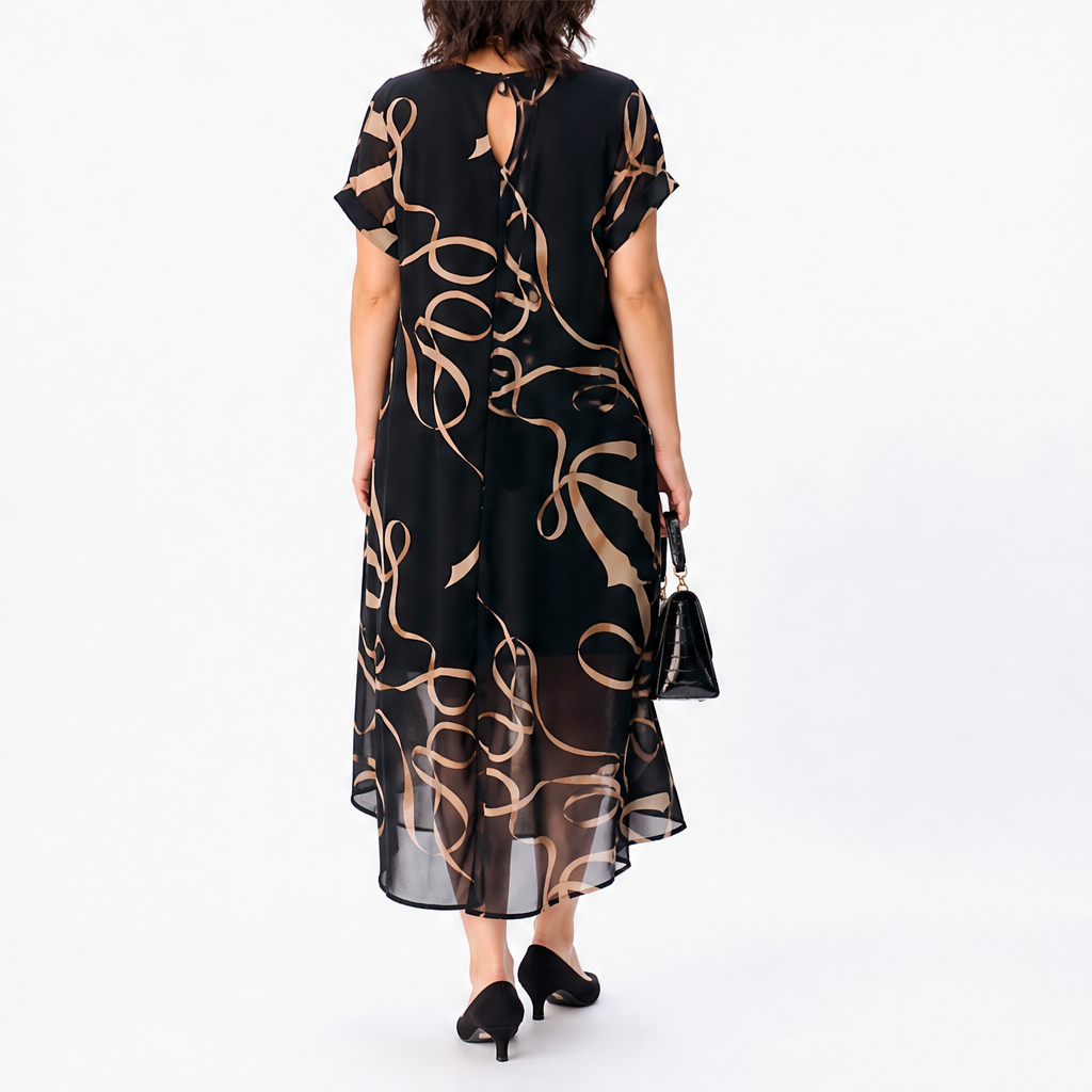 Verolena – Scollo a V Doppio Strato Vestito Midi lifestyle