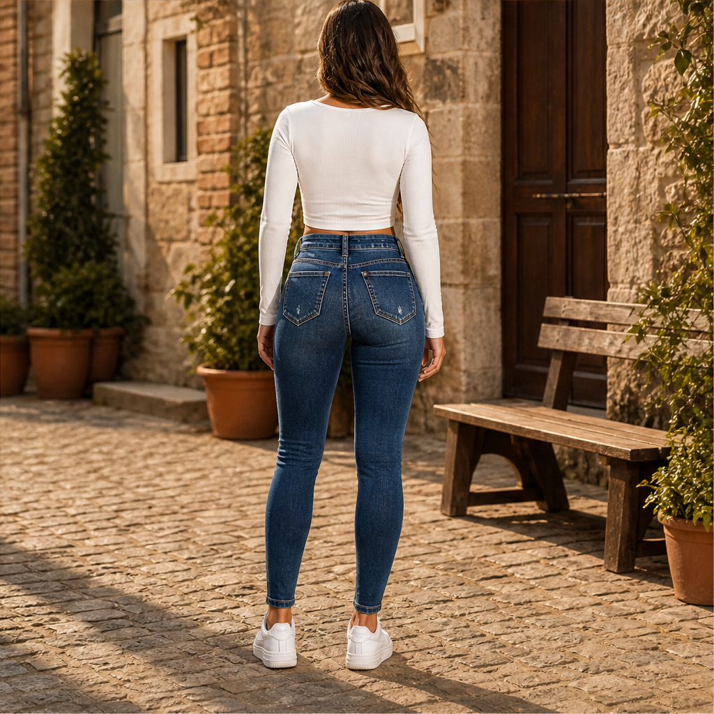 Varenza – Jeans Skinny a Vita Alta Strappati lifestyle