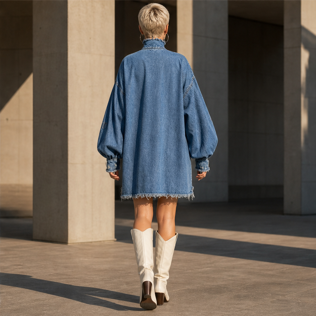 Verano – Minivestito di Denim Oversize con Collo Alto lifestyle
