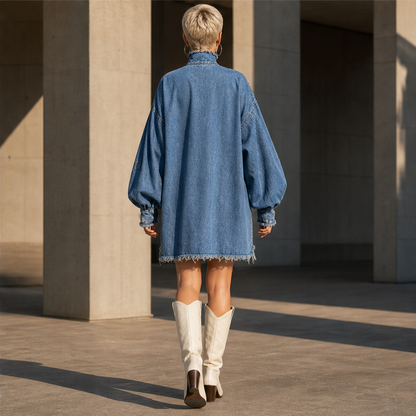 Verano – Minivestito di Denim Oversize con Collo Alto lifestyle