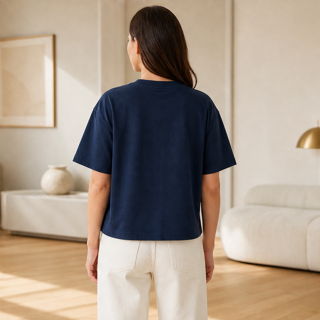 Corvalle – T-Shirt Boxy con Stampa Ricamata lifestyle