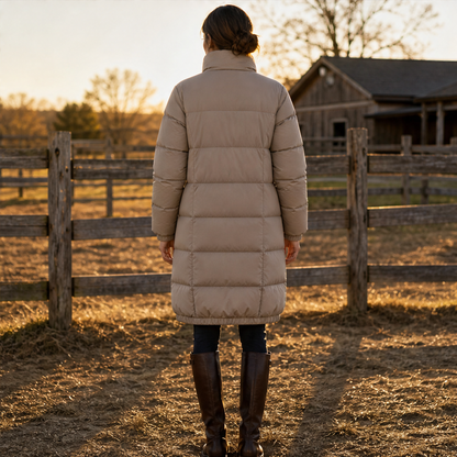 Cardento – Piumino Lungo Trapuntato con Cappuccio lifestyle