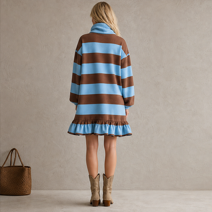 Verluna – Abito Felpa a Righe con Collo Alto e Balze lifestyle