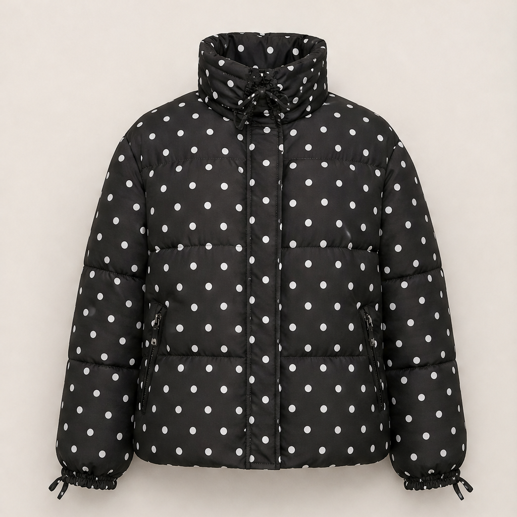 Volnetta – Piumino Collo Alto a Pois Black