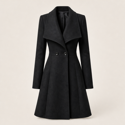 Veluria – Cappotto Slim Fit in Misto Lana con Risvolto Black