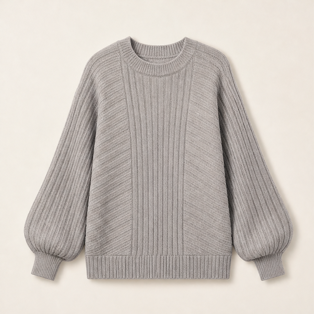 Varonne – Pullover Girocollo a Maniche a Lanterna Grey