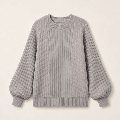 Varonne – Pullover Girocollo a Maniche a Lanterna Grey